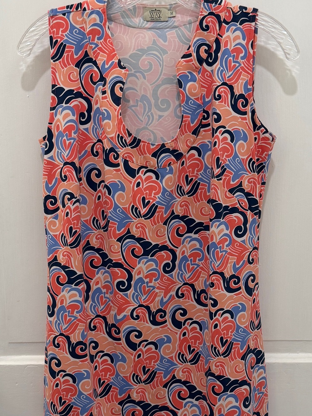 Katherine Way Coral, Navy & Powder Blue Sleeveless Dress